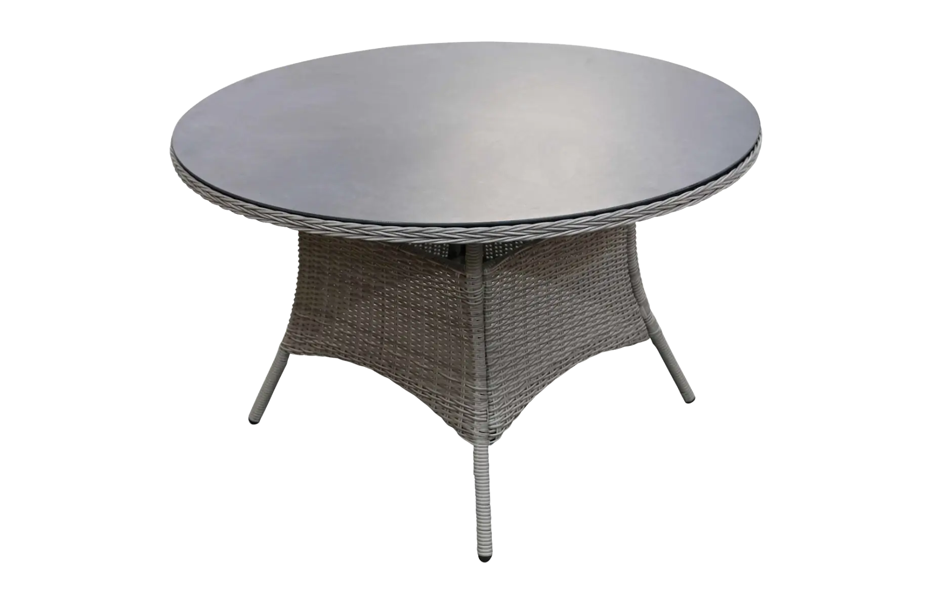 Runder Gartentisch Dublin ø 120 cm | Aschgrau | Rattan &  Keramik