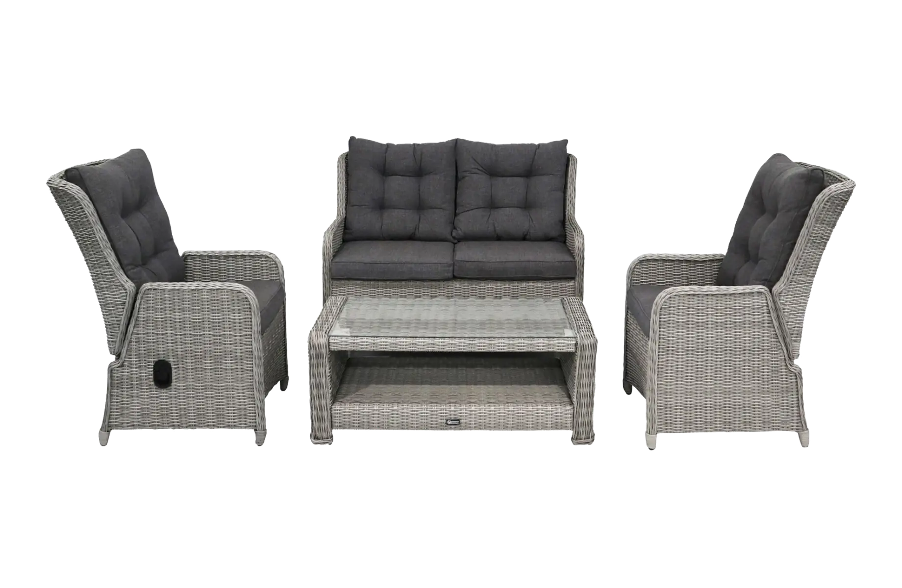 Sessel-Sofa Lounge-Set Dublin | Verstellbar | 2-Sitzer | Mystic Grau | Rattan