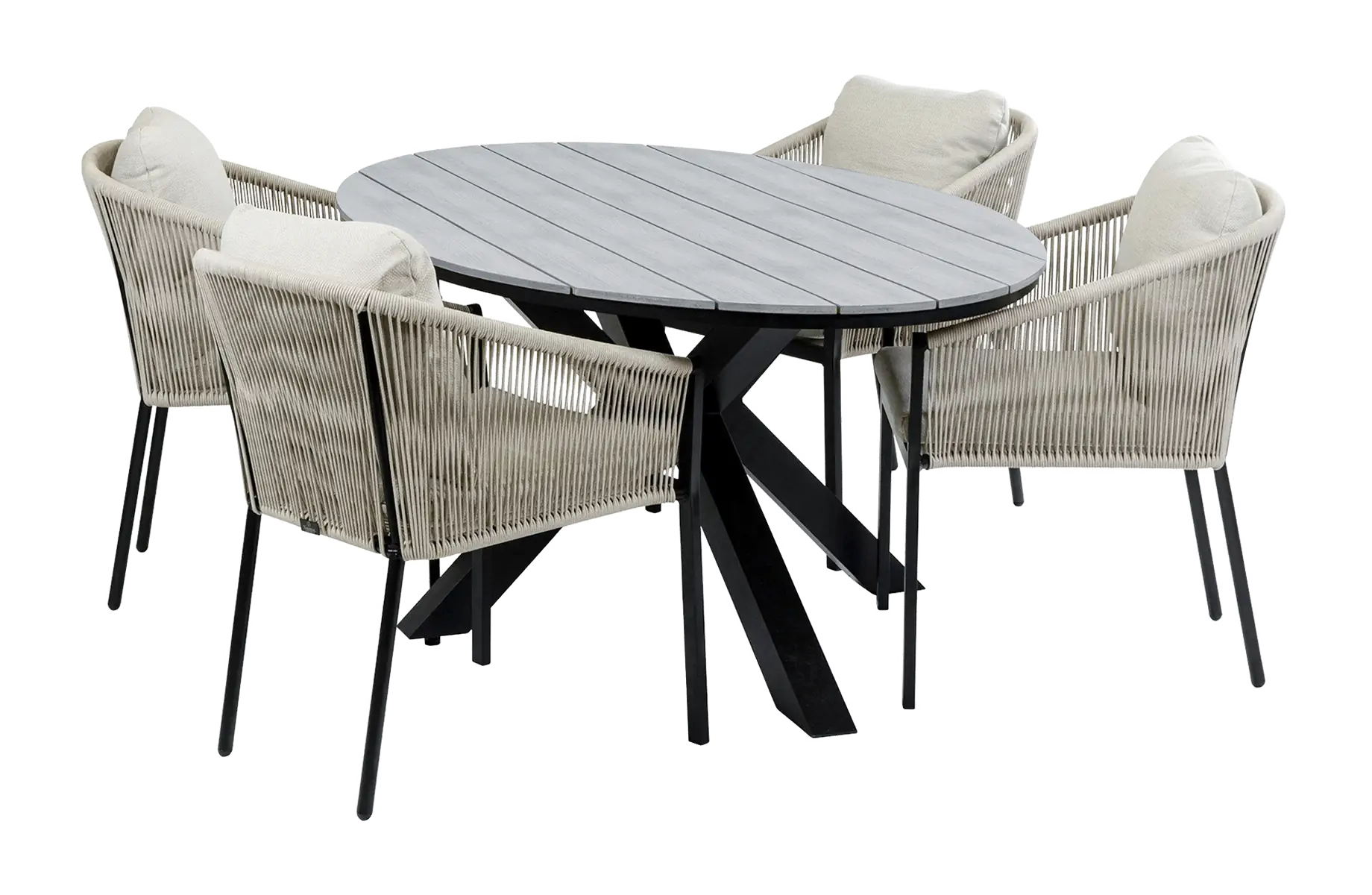 Ovale-tuinset-Elvira-black-polywood-tuintafel-4-seizoenen-tuinmeubelen