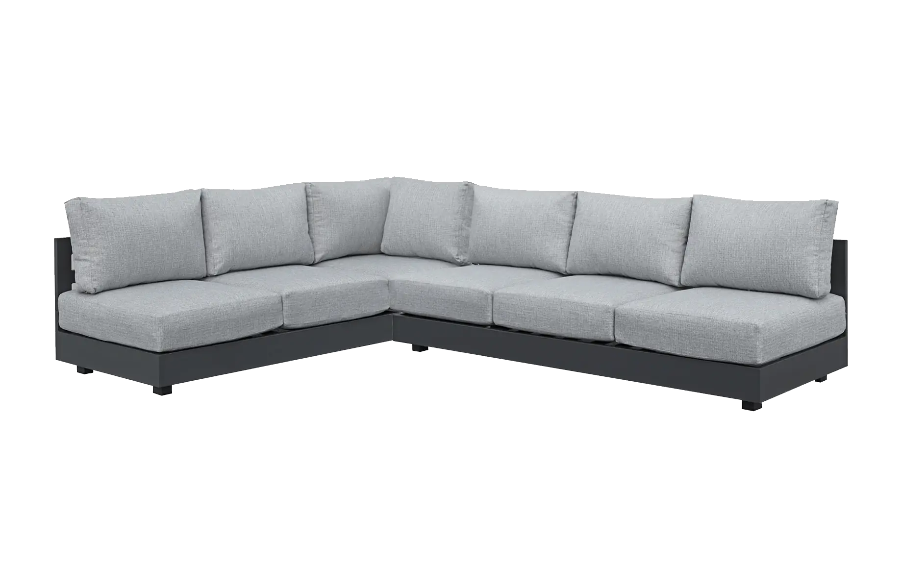 Ecklounge-Sofa Fosega | 2-teilig | Mattschwarz / Steingrau | Aluminium