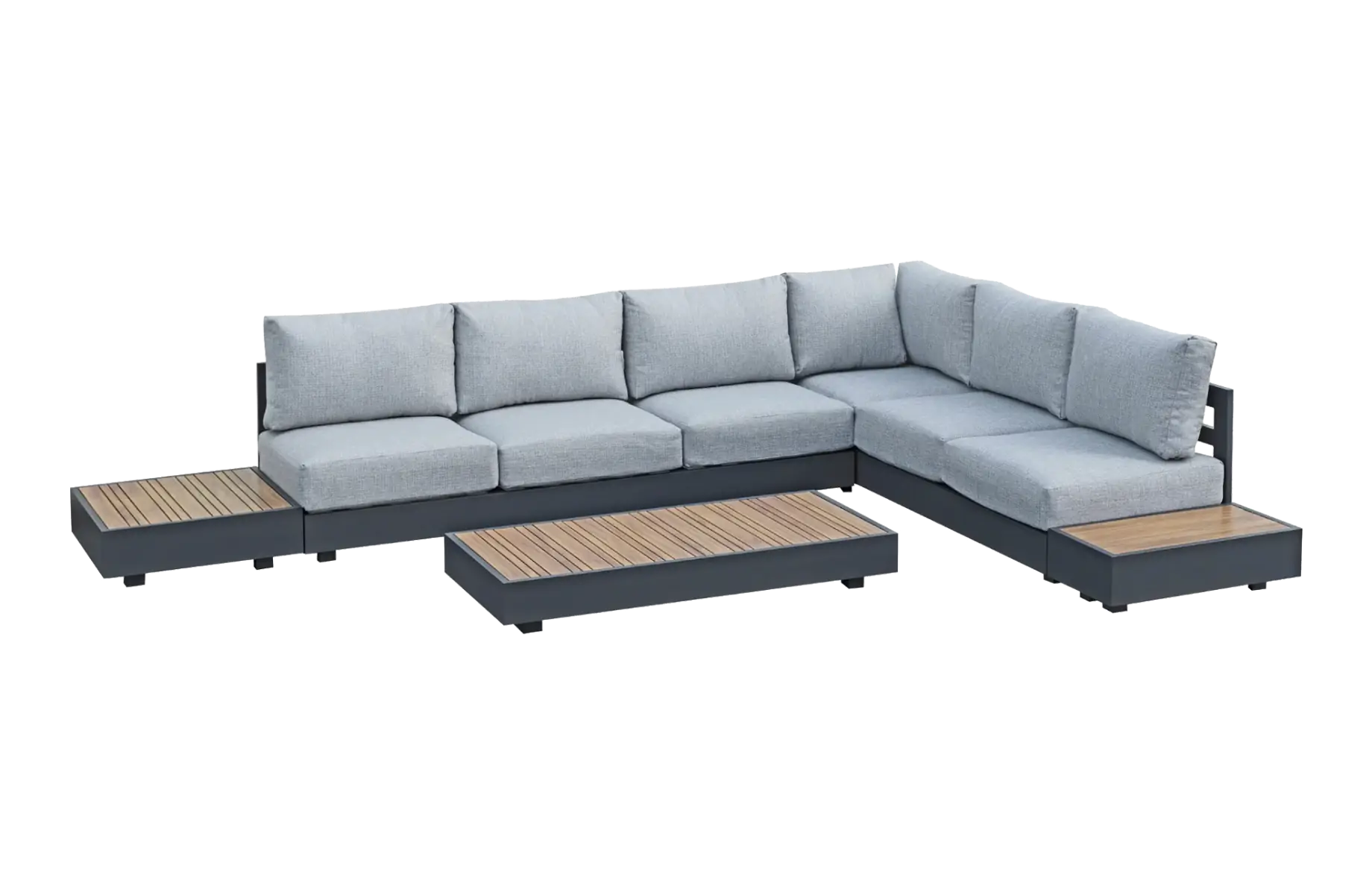 Eck-Lounge-Set Fosega | 225 x 299 cm | Mattschwarz / Steingrau | Aluminium