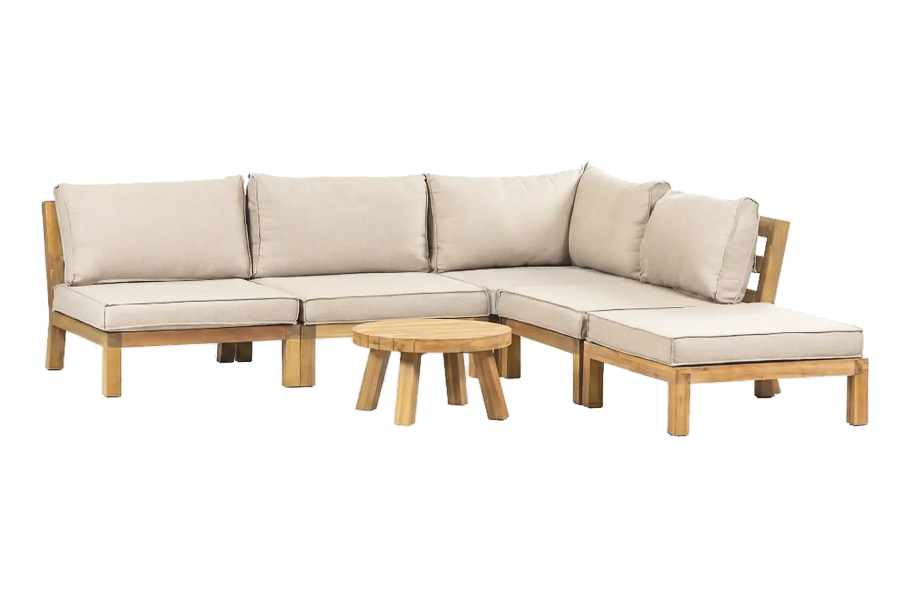 Eck-Lounge-Set Kent | 6-teilig | Sand | Akazienholz