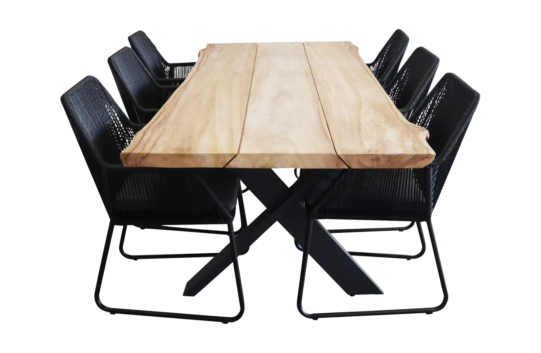 Mona 7 delige tuinset-Pohon tuintafel-aluminium frame-Mona tuinstoel-Rope tuinstoel