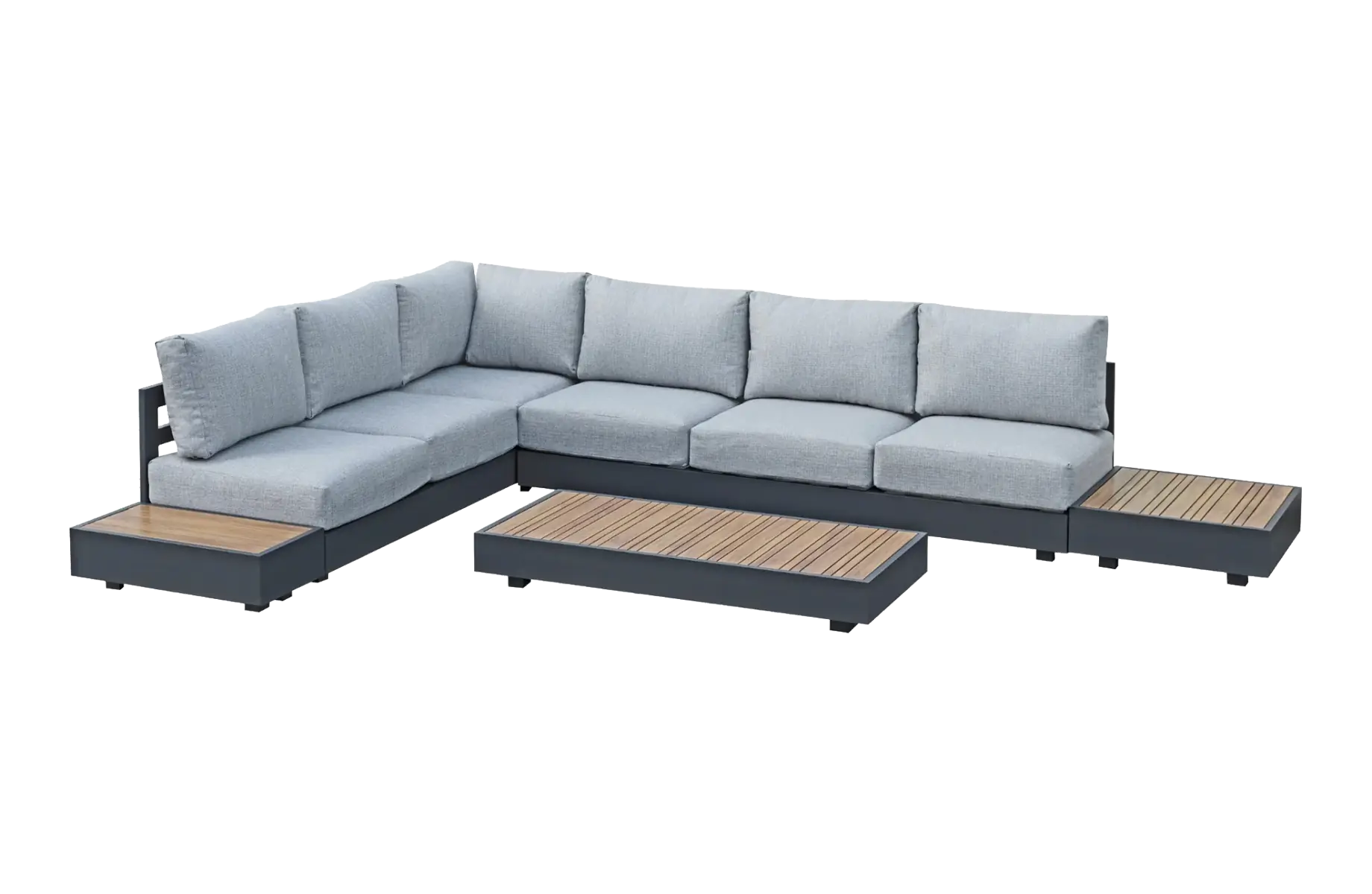 Eck-Lounge-Set Fosega | 225 x 299 cm | Mattschwarz / Steingrau | Aluminium