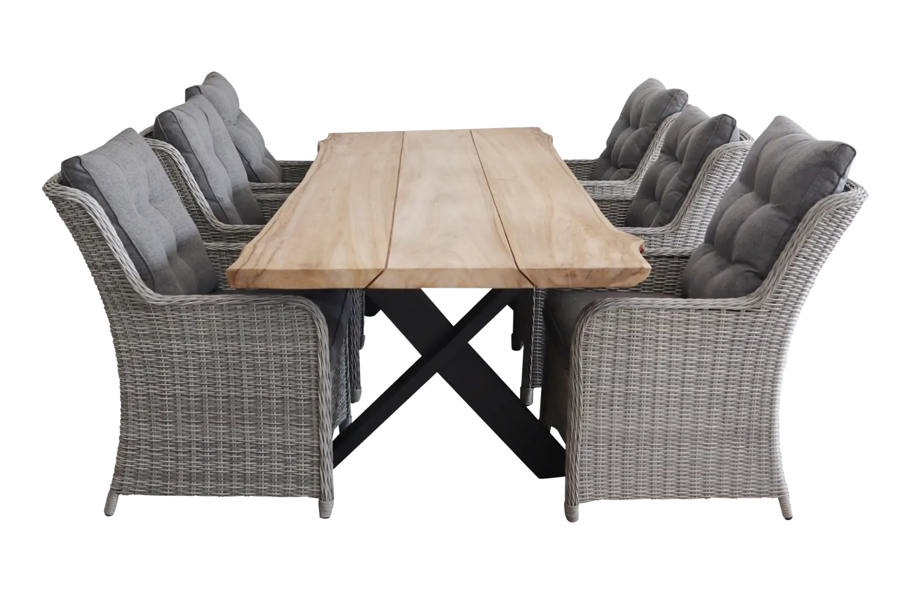 Dublin tuinset-7 delige tuinset-Pohon tuintafel-aluminium frame-Dublin tuinstoel-Mystic Grey-wicker vlechtwerk