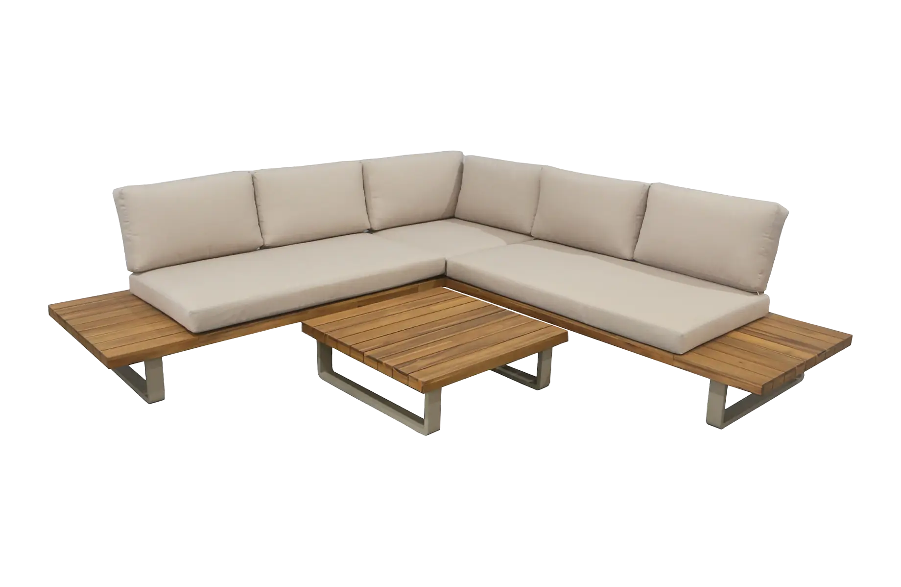 Ecklounge-Set Barstano | Sand/Sable | Akazienholz und Aluminium