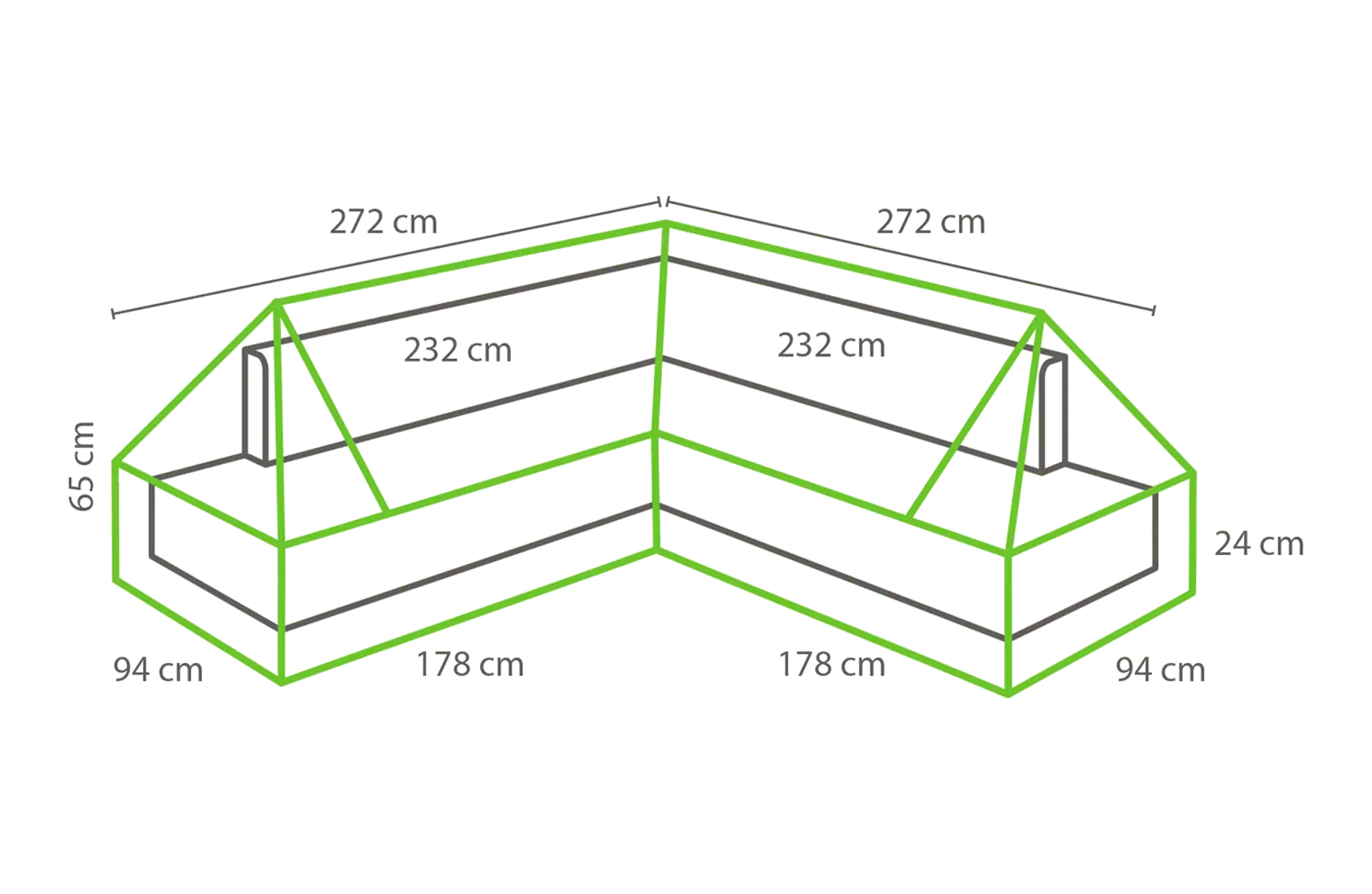Lounge-Set Schutzhülle Plateau 272 cm / 232 x 272 cm / 232 x 93 x 65 cm