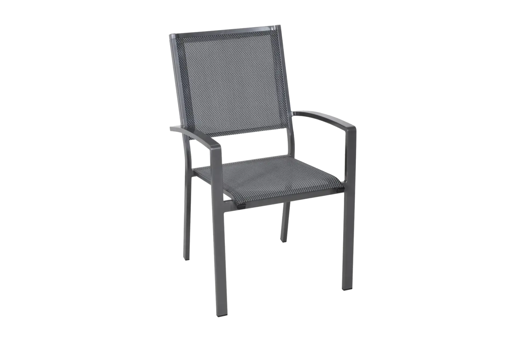 Stapelbarer Gartenstuhl Mojito Negro | Grau | Aluminium & Textilene | Lesli Living