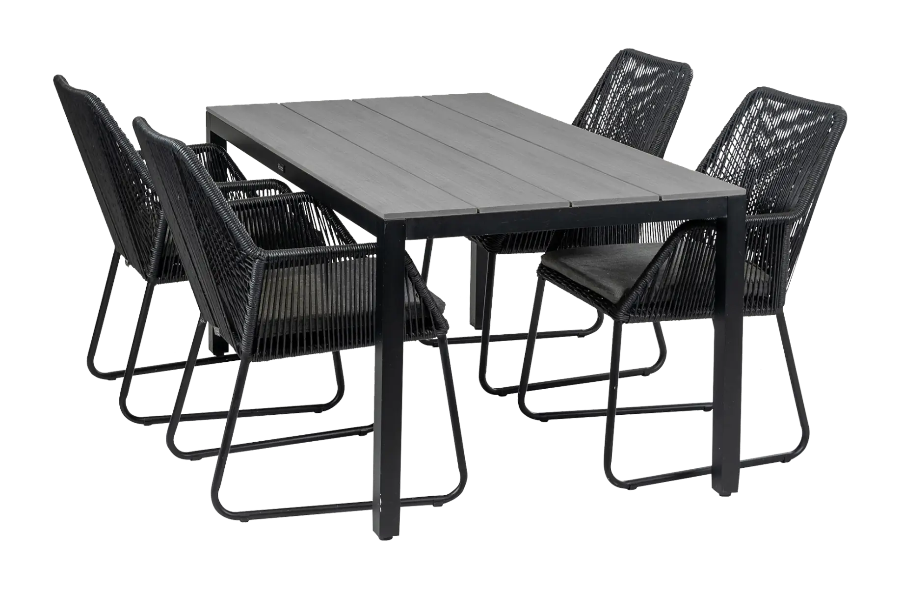 Mona tuinset-5 delige tuinset-Mona tuinstoel Black-Cyprus tuintafel-Rope tuinstoel-aluminium frame