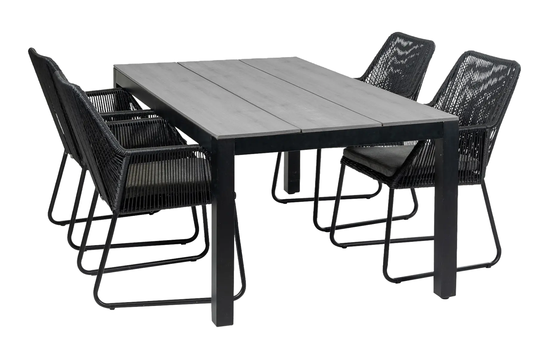 Mona tuinset-5 delige tuinset-Rope tuinstoel black kleur-Cyprus tuintafel-grey kleur