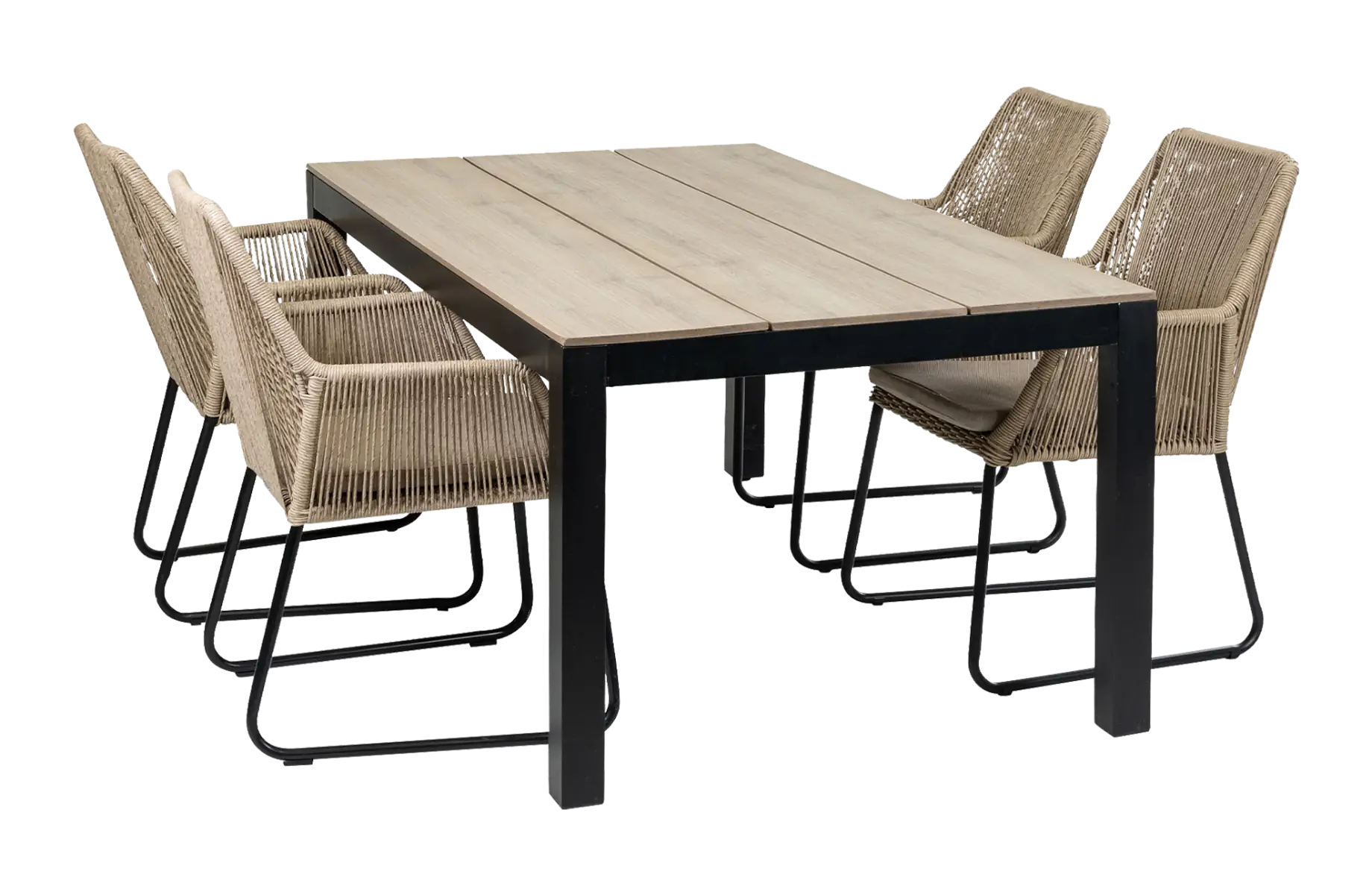 Mona 5 delige tuinset-Rope tuinstoel-Sand kleur tuinstoel-cyprus tuintafel-wood kleur