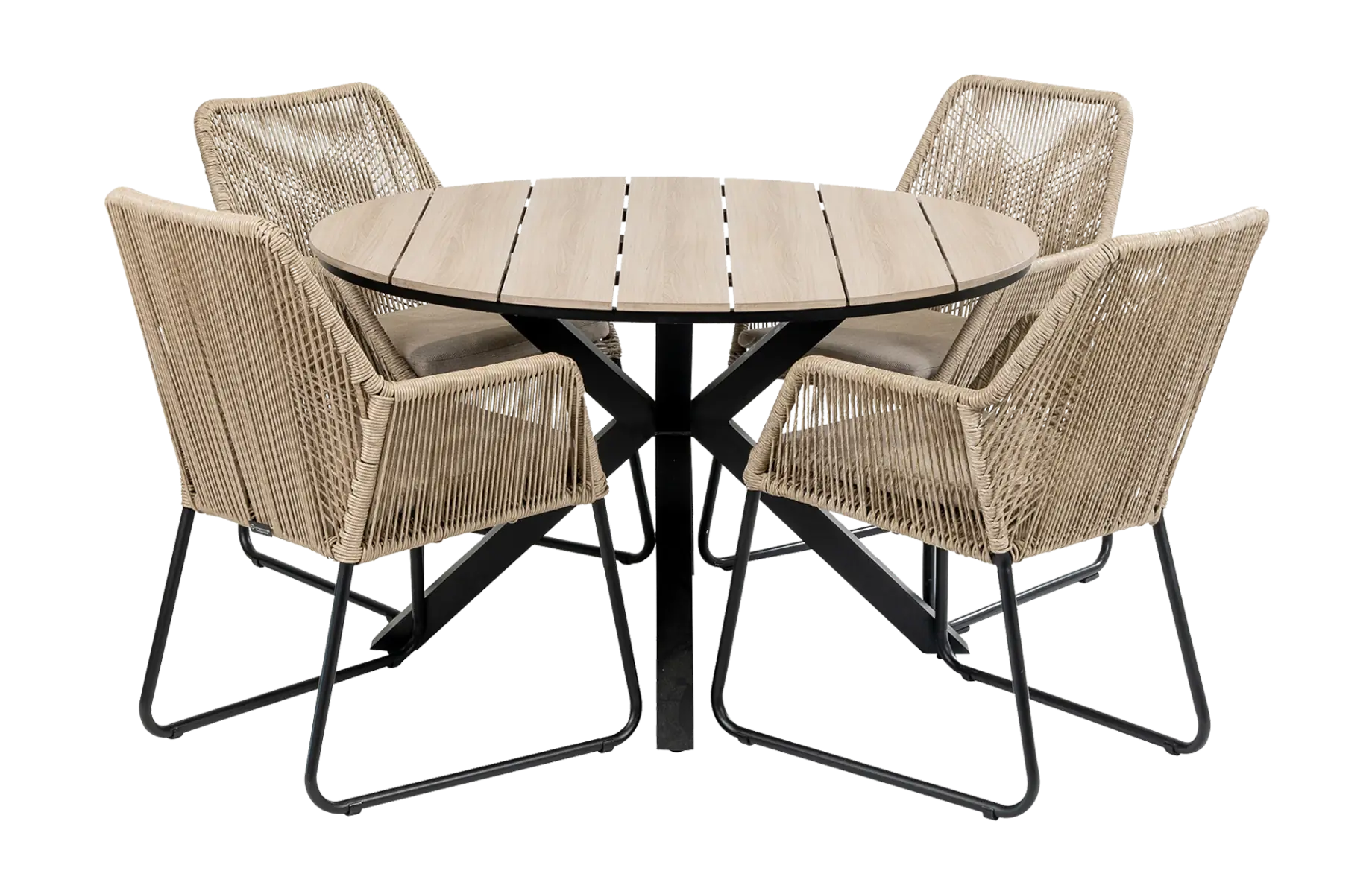 Mona tuinset-5 delige tuinset-Mona tuinstoel Sand-cyprus ovale tuintafel-polywood tuintafel-rope