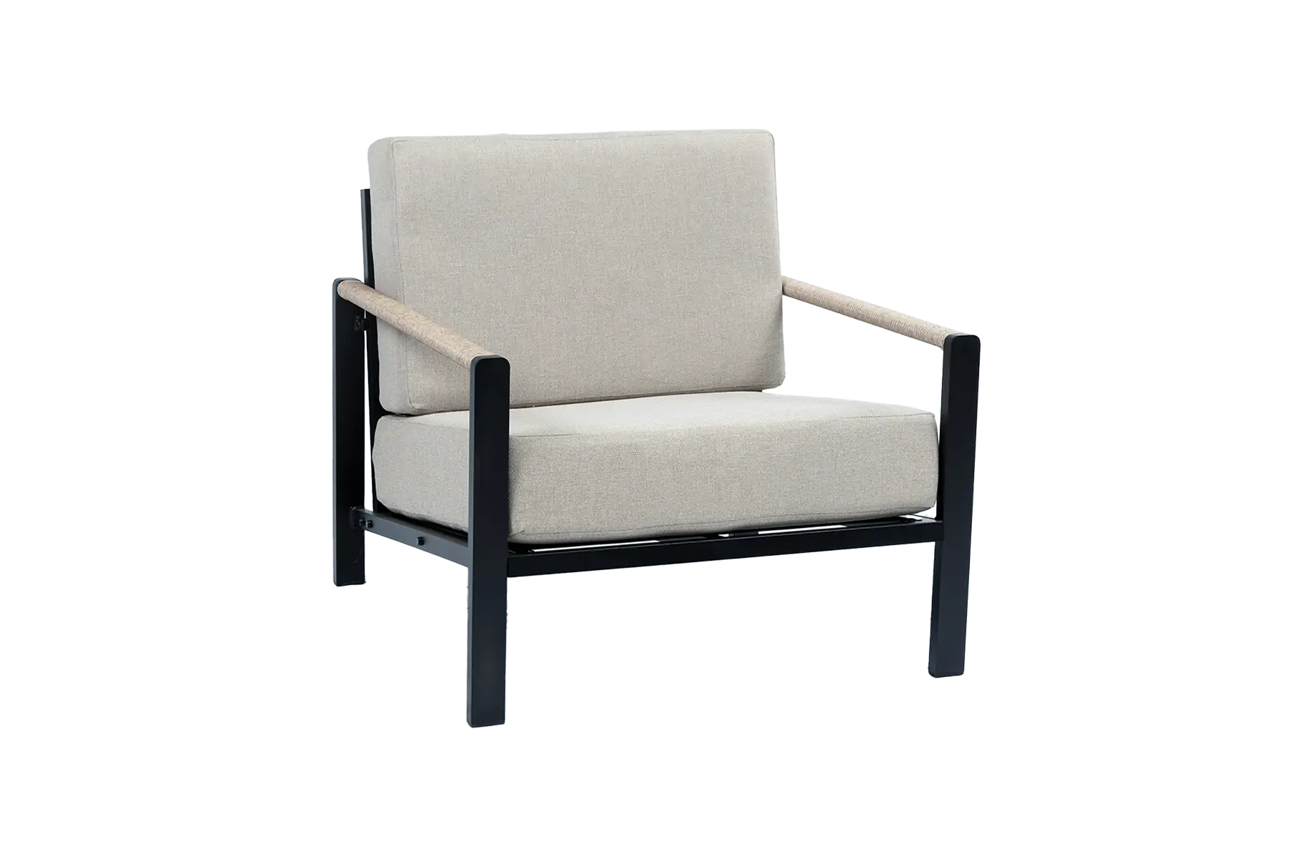 Lounge-Sessel Nosso | Aluminium & Textil | Schwarz/Sand