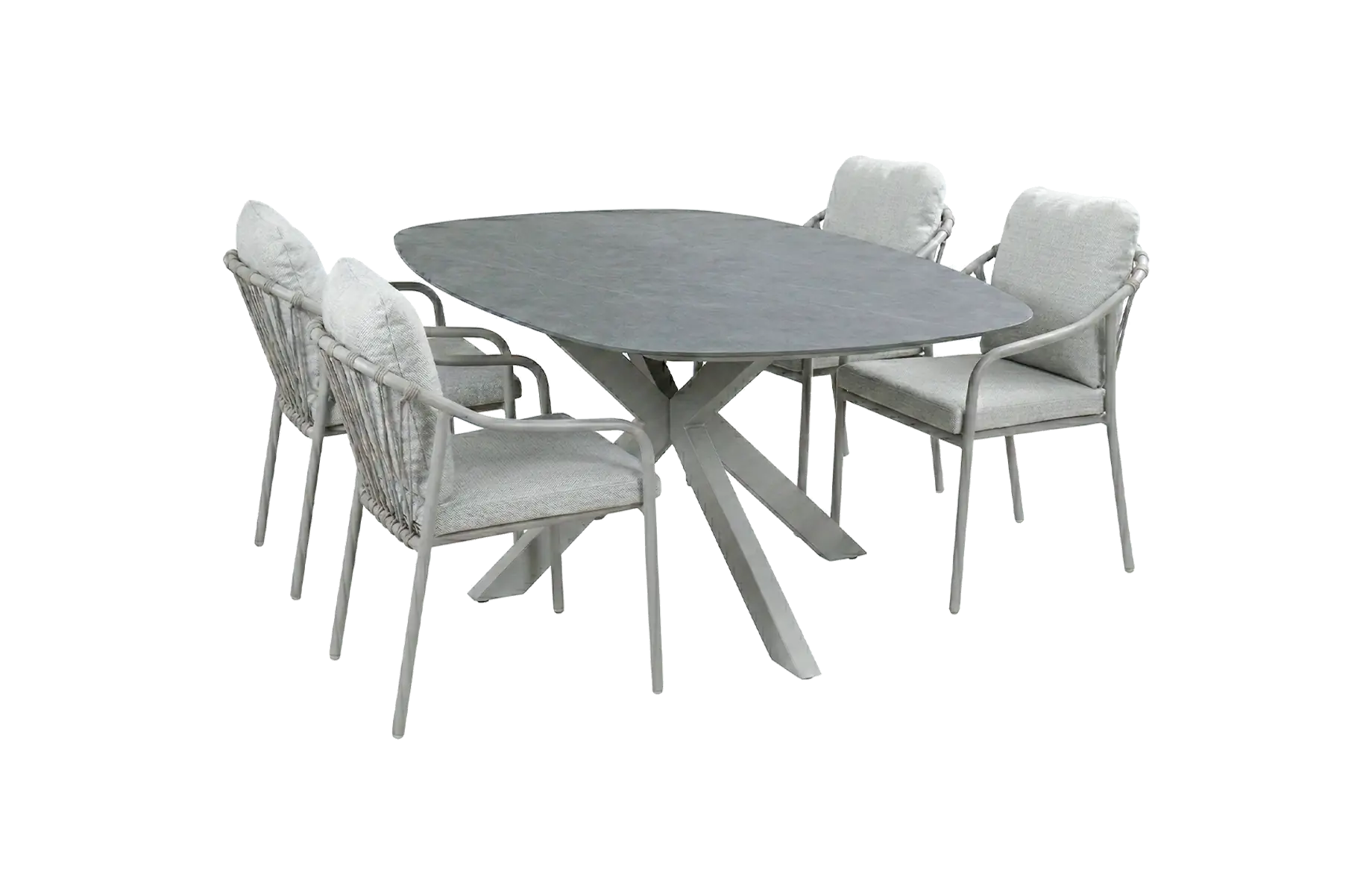 5-teiliges Gartenmöbel-Set | 4 Paris Gartenstühle (Camel) | Gartentisch Barletta 180x115 cm (Desert Pearl/Camel)