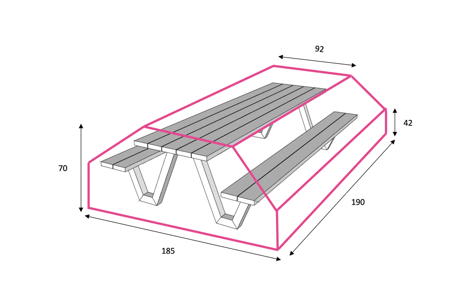 Outdoor Covers Picknicktisch Schutzhülle | 185 x 190 x 70 cm