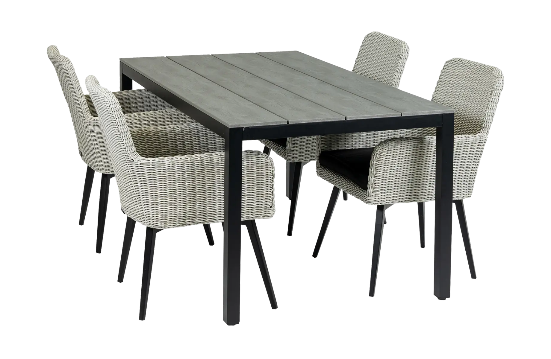 Pisa tuinset-5 delige tuinset-Pisa tuinstoel-White-cyprus tuintafel-polywood-wicker-aluminium frame