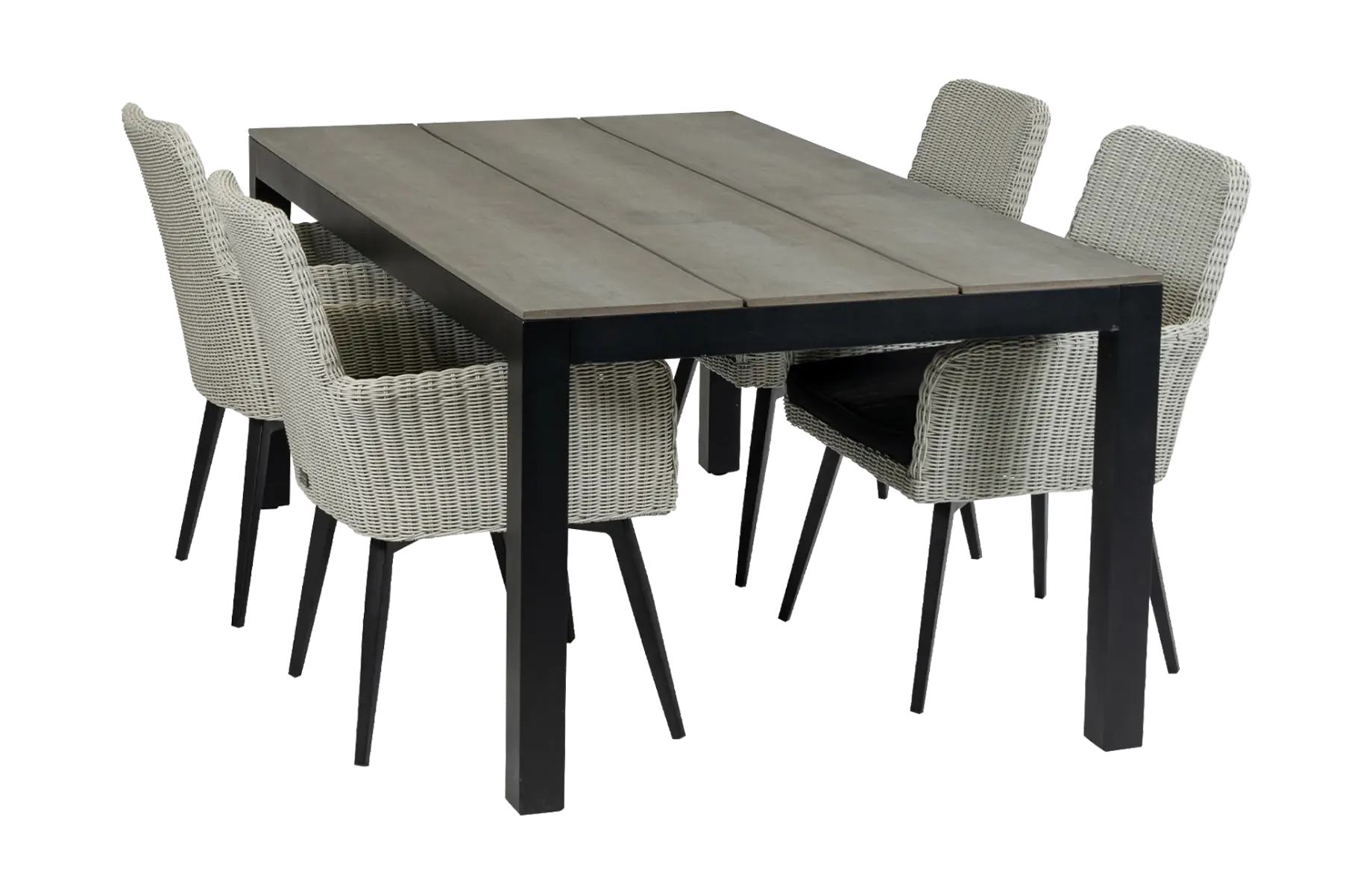 Pisa tuinset-5 delige tuinset-Pisa tuinstoel-White-cyprus tuintafel-polywood-wicker-aluminium frame