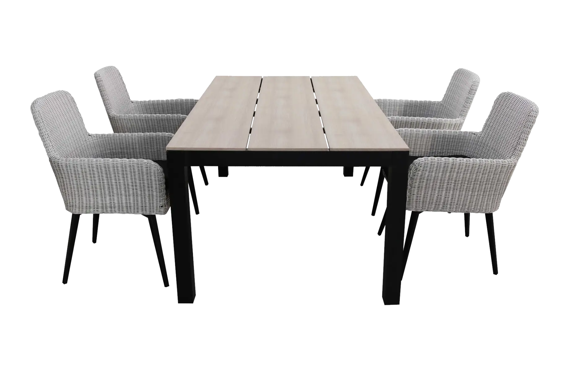 Pisa tuinset-5 delige tuinset-Pisa tuinstoel-white-polywood tuintafel-wicker vlechtwerk-aluminium frame