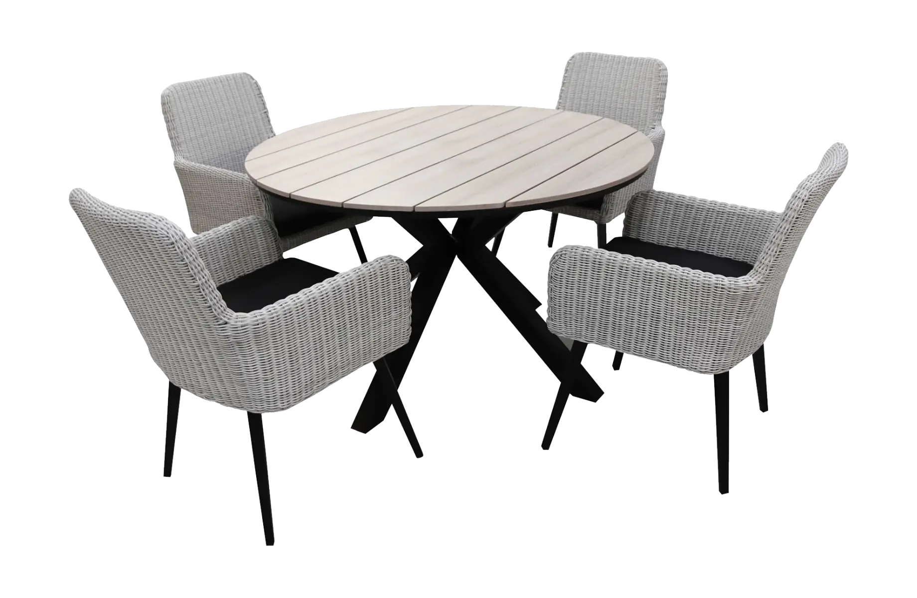 Pisa tuinset-5 delige tuinset-Pisa tuinstoel white-polywood tuintafel-aluminium frame-wicker vlechtwerk