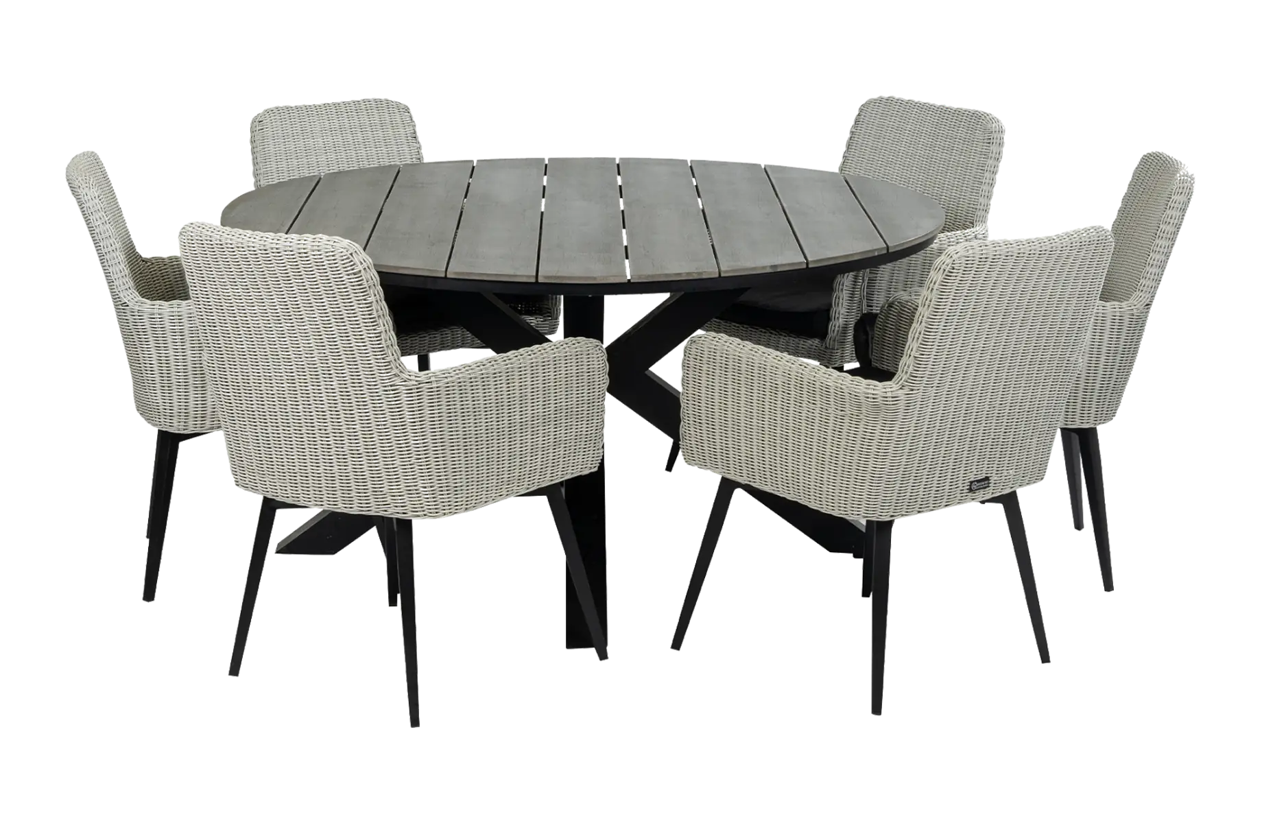 Pisa tuinset-7 delige tuinset-Pisa tuinstoel-white-cyprus tuintafel polywood-wicker vlechtwerk-aluminium frame