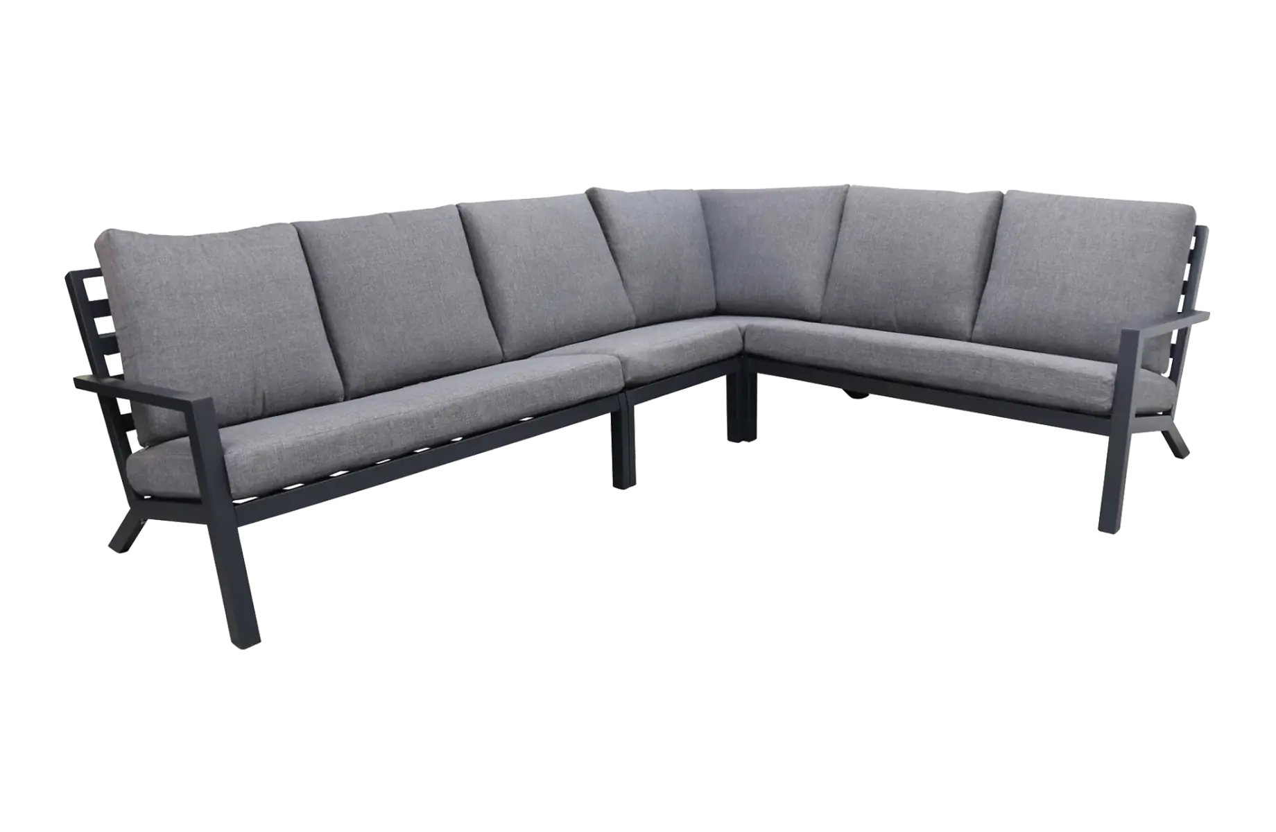 4-teiliges Ecklounge-Set | Bezano | Mattschwarz / Grau | Aluminium