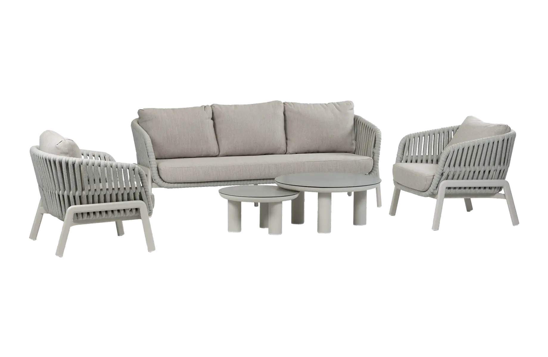 Sessel-Sofa Lounge-Set Porto | 3-Sitzer | Natürlich