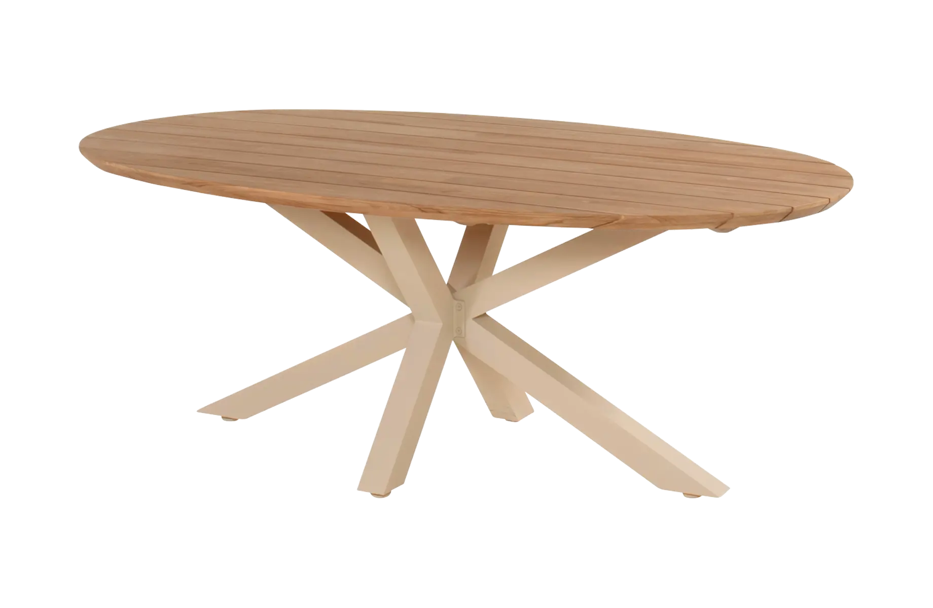 Ovaler Gartentisch San Sebastian | 200x120cm | Cappuccino | Aluminium und Teakholz | Hartman