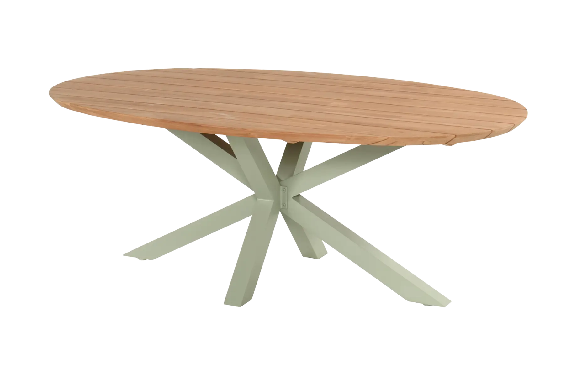 Ovaler Gartentisch San Sebastian | 200x120cm | Soft Green | Aluminium und Teakholz | Hartman