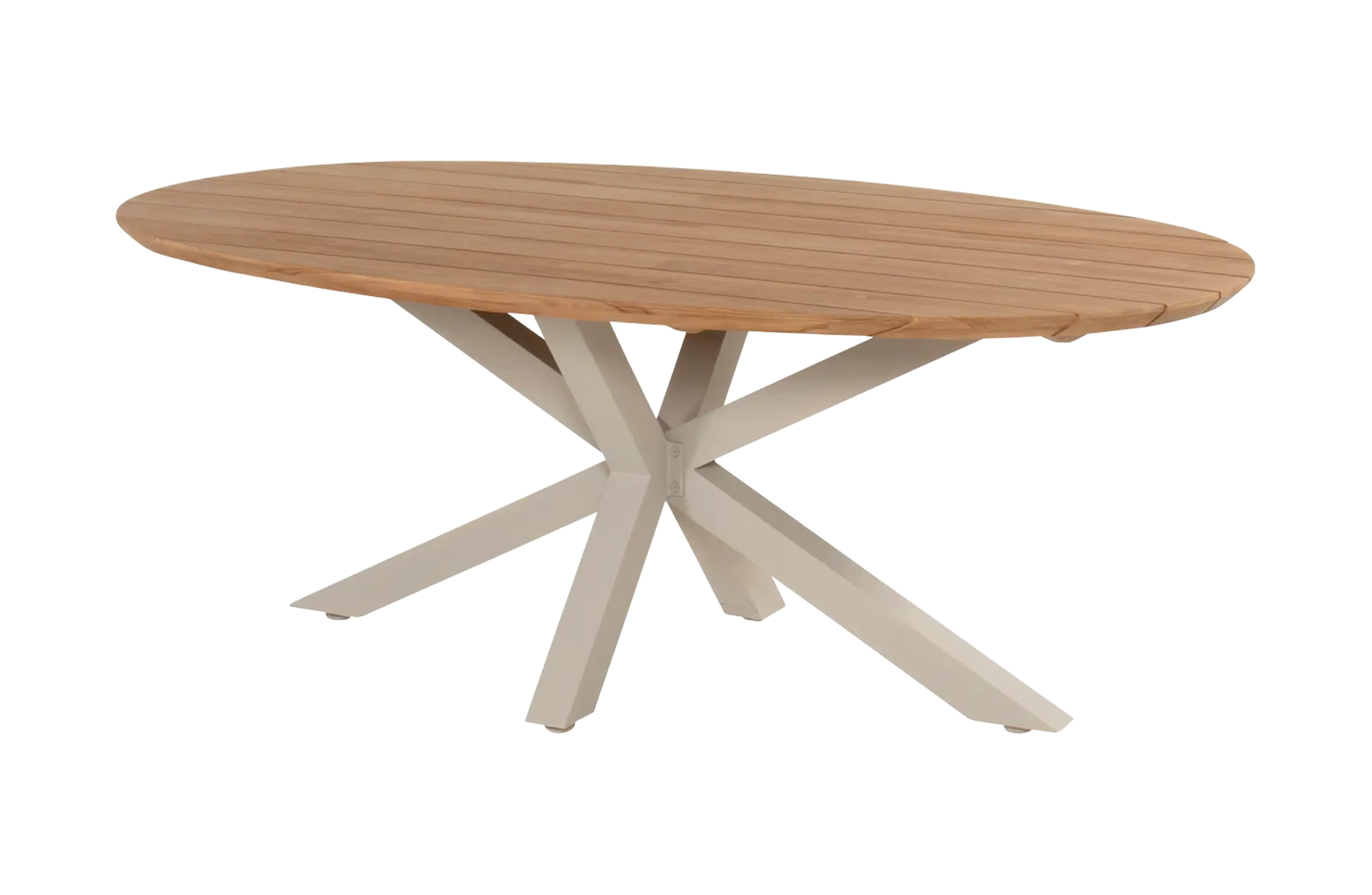 Ovaler Gartentisch San Sebastian | 200x120cm | Sand | Aluminium und Teakholz | Hartman
