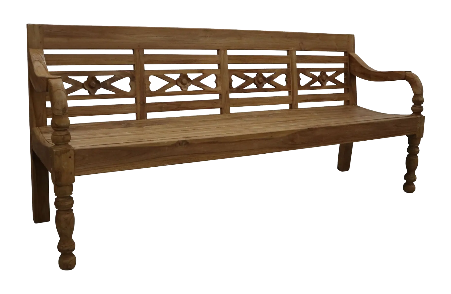 Stationsbank 3-zits | 150cm | Teakhout voorbeeld motief