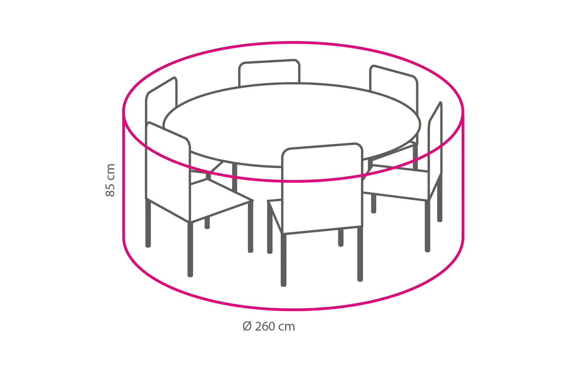 Runde Schutzhülle für Gartenmöbel ⌀ 260 cm, Höhe 85 cm